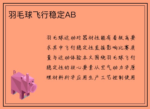 羽毛球飞行稳定AB